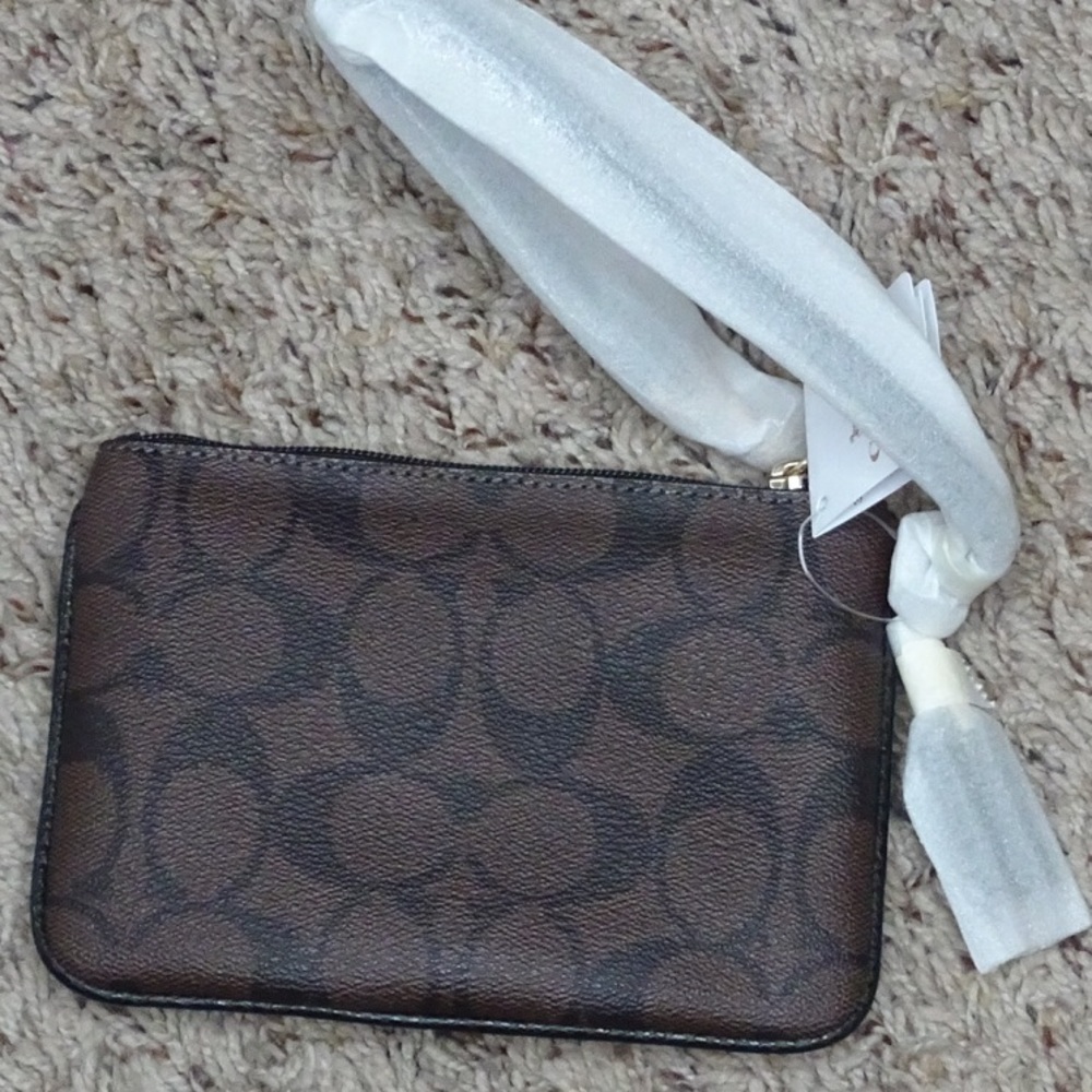 COACH Signature PVC & Leather Small Wristlet - Brown, Black, Gold - Picture 7 of 7